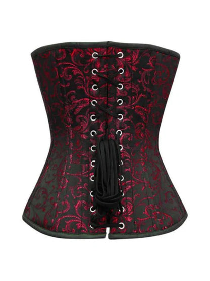 Red Brocade Affra Waist Training Overbust Corset