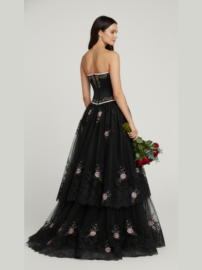 Flower Embroidered waist reducing underbust corset