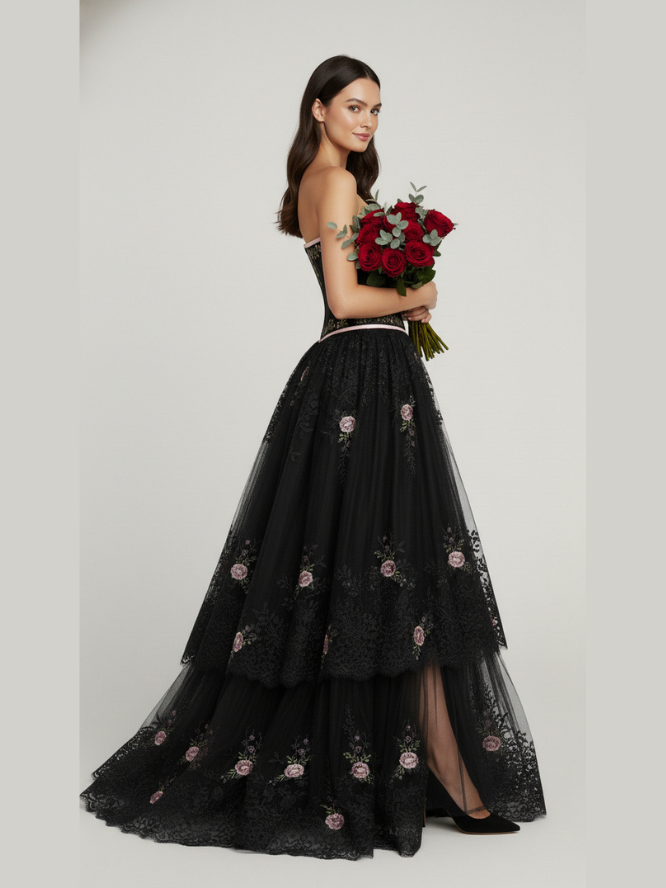 Flower Embroidered waist reducing underbust corset