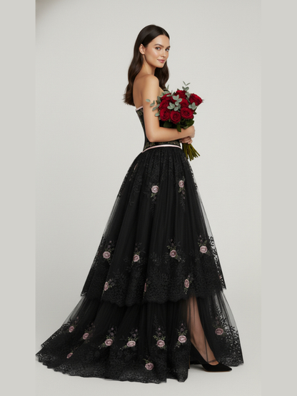 Flower Embroidered waist reducing underbust corset