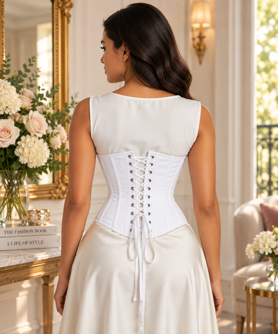 White Cotton Underbust Corset