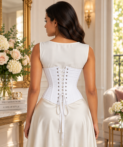 White Cotton Underbust Corset