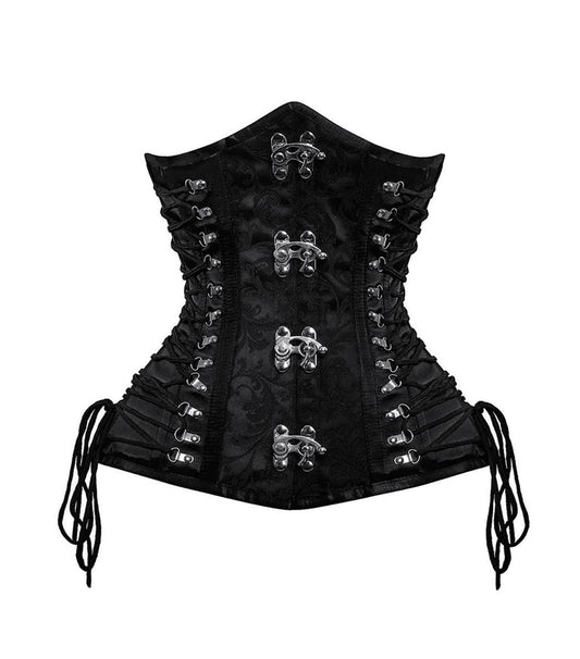 Black Brocade Waist Reducing Underbust Corset