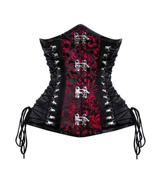 Black/Red Brocade Waist Reducing Underbust Corset