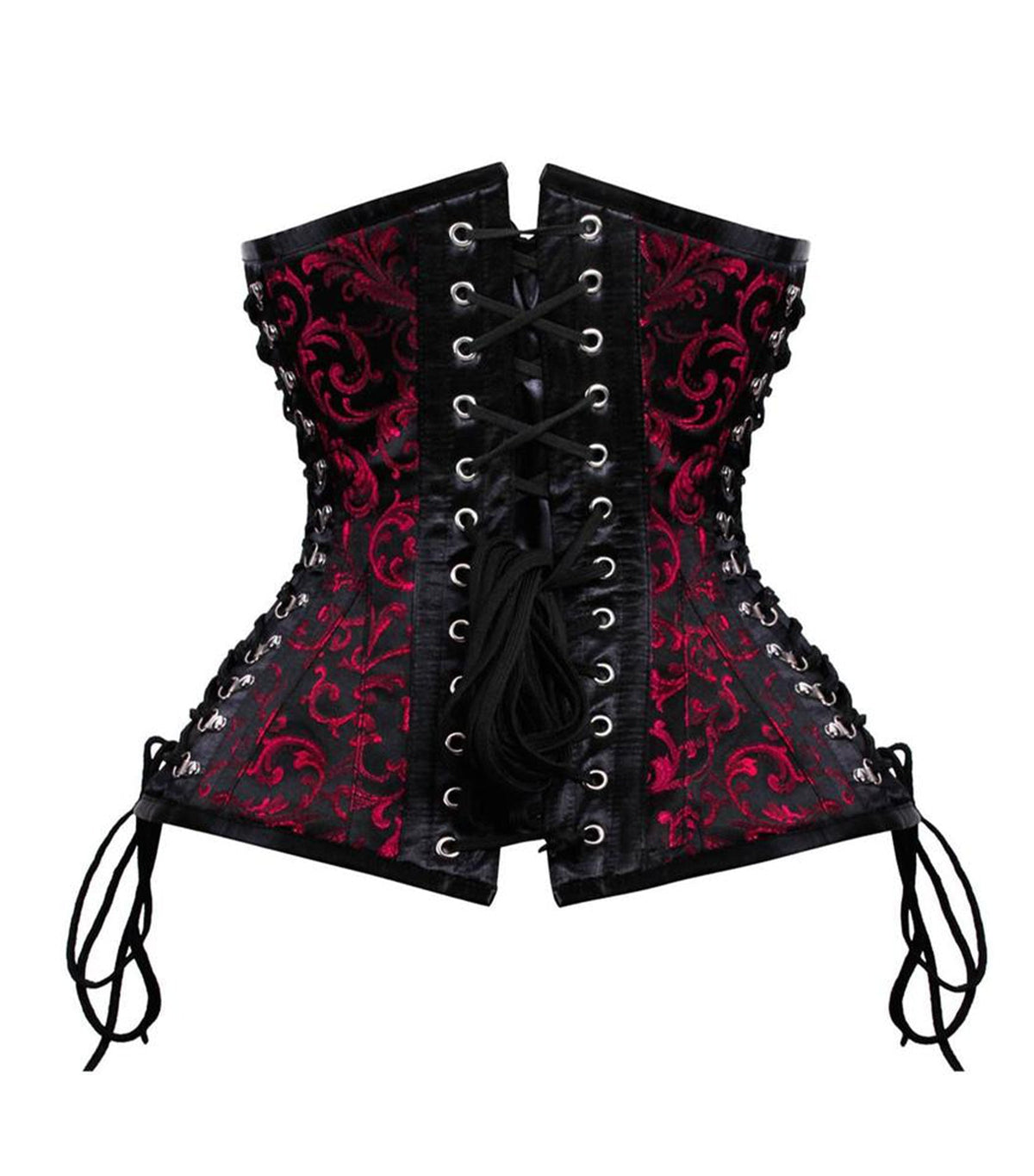 Black/Red Brocade Waist Reducing Underbust Corset