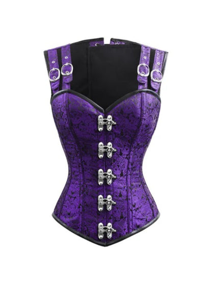 Elegant Purple Brocade Overbust Corset