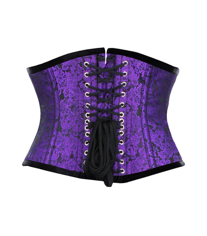 Purple Brocade Waist Reducing Underbust Corset
