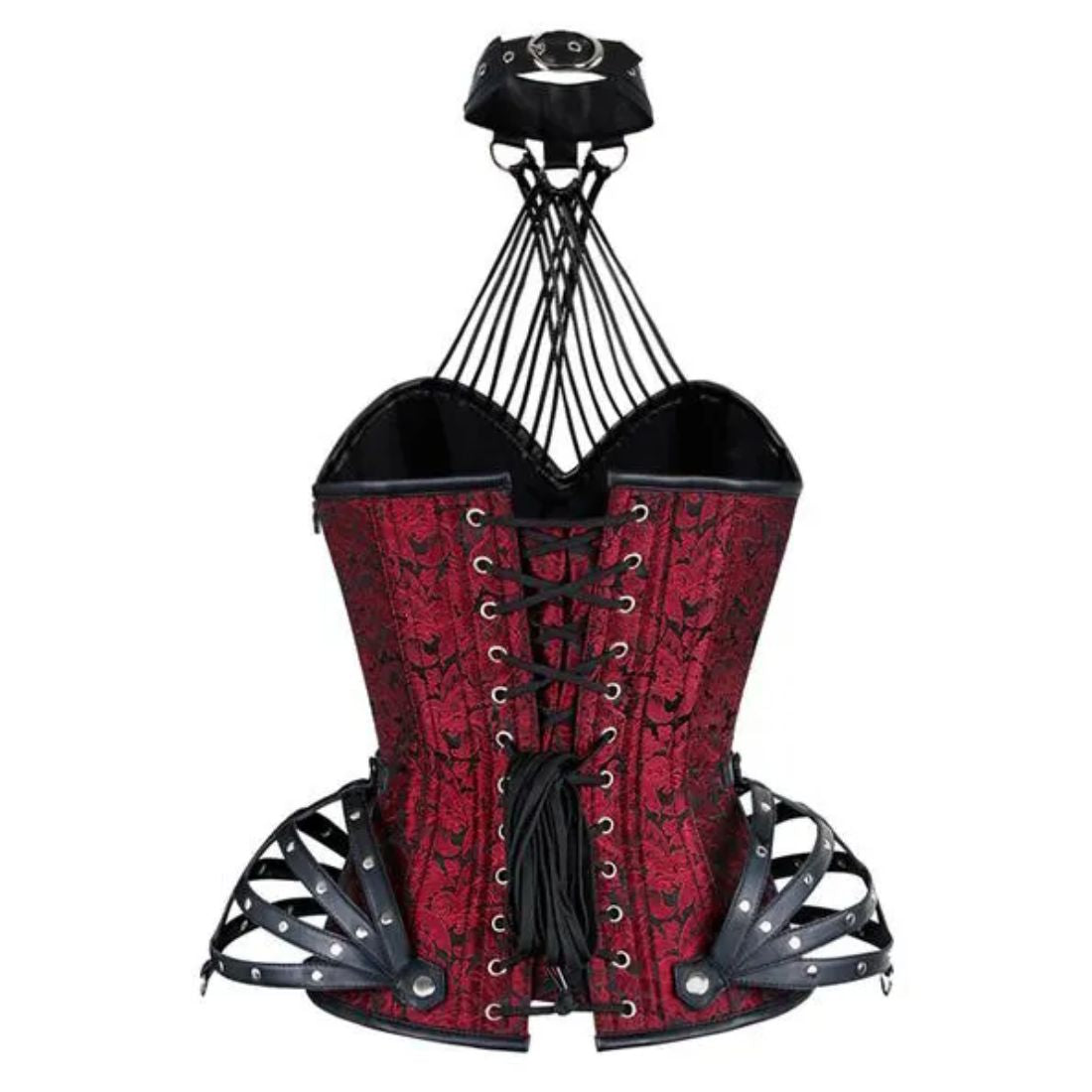 Red Brocade Authentic Steel Boned  Overbust Corset