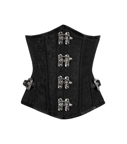 Black Brocade Waist Reducing Underbust Corset