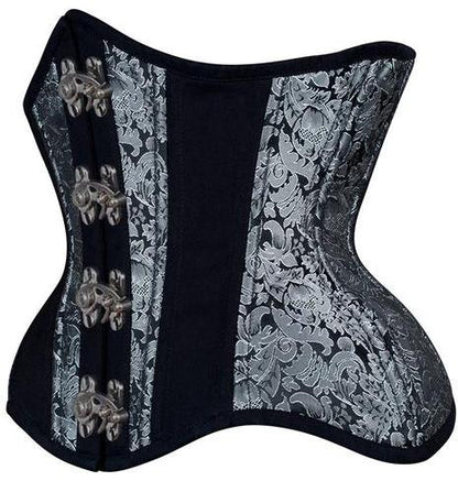 Black Brocade Authentic Steel Boned Underbust Waist Training Corset