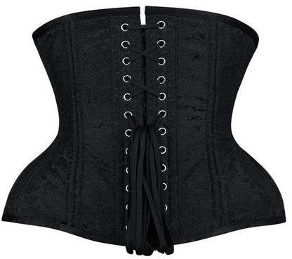 Black Brocade Authentic Steel Boned Underbust Waist Training Corset