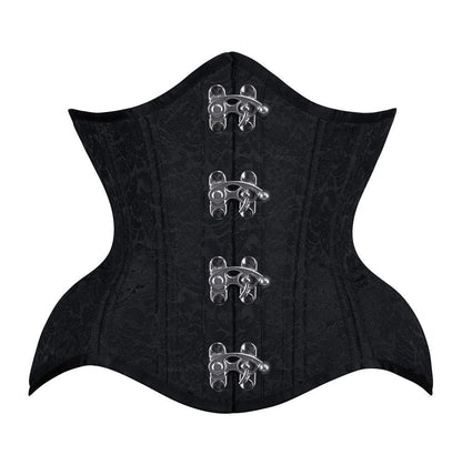 Black Brocade Authentic Steel Boned Underbust Waist Training Corset