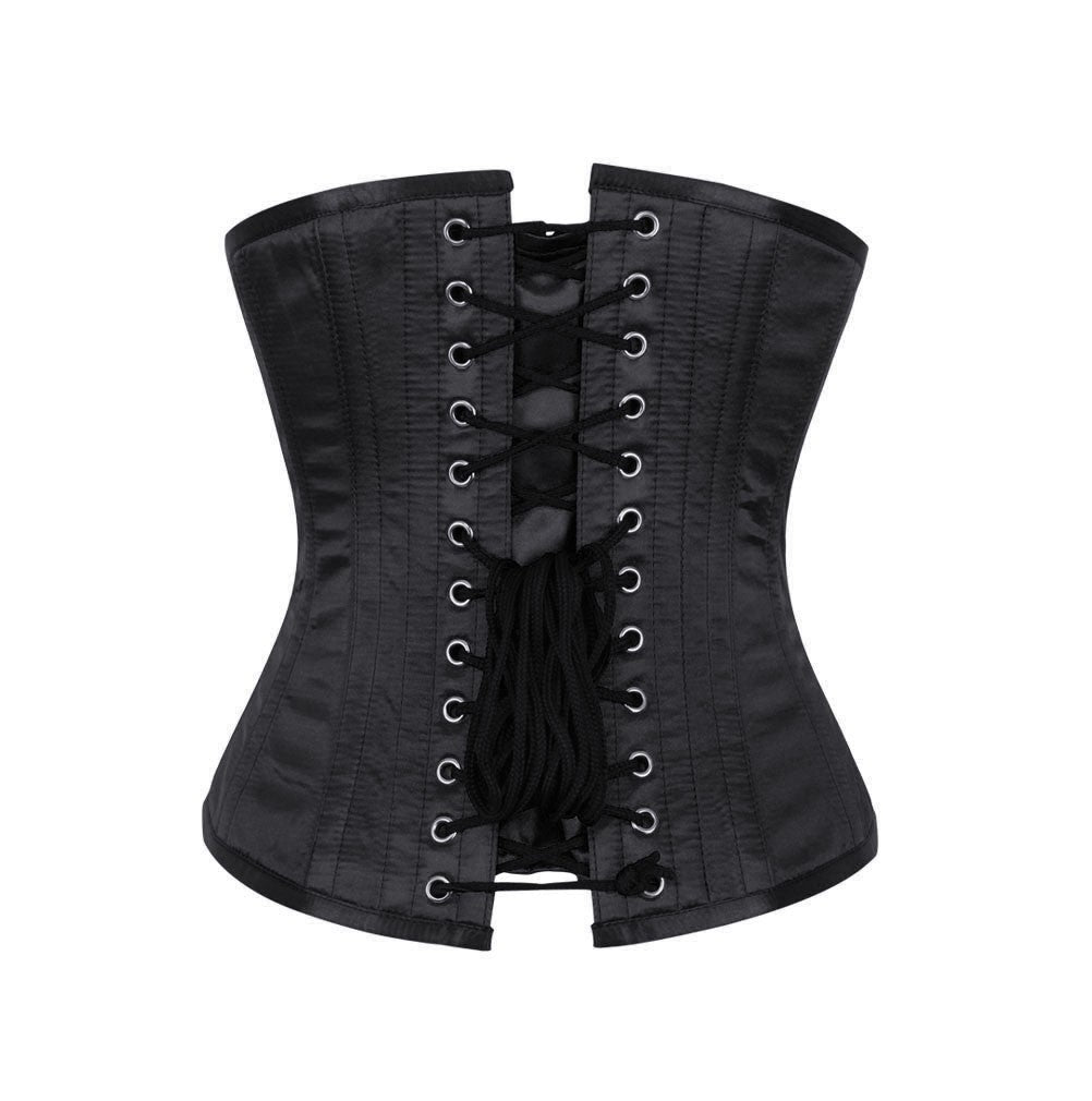 Black Satin Waist Reducing Underbust Corset