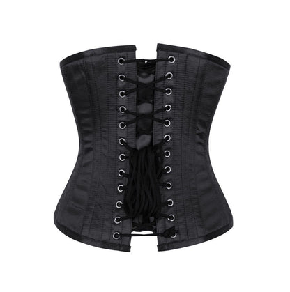 Black Satin Waist Reducing Underbust Corset