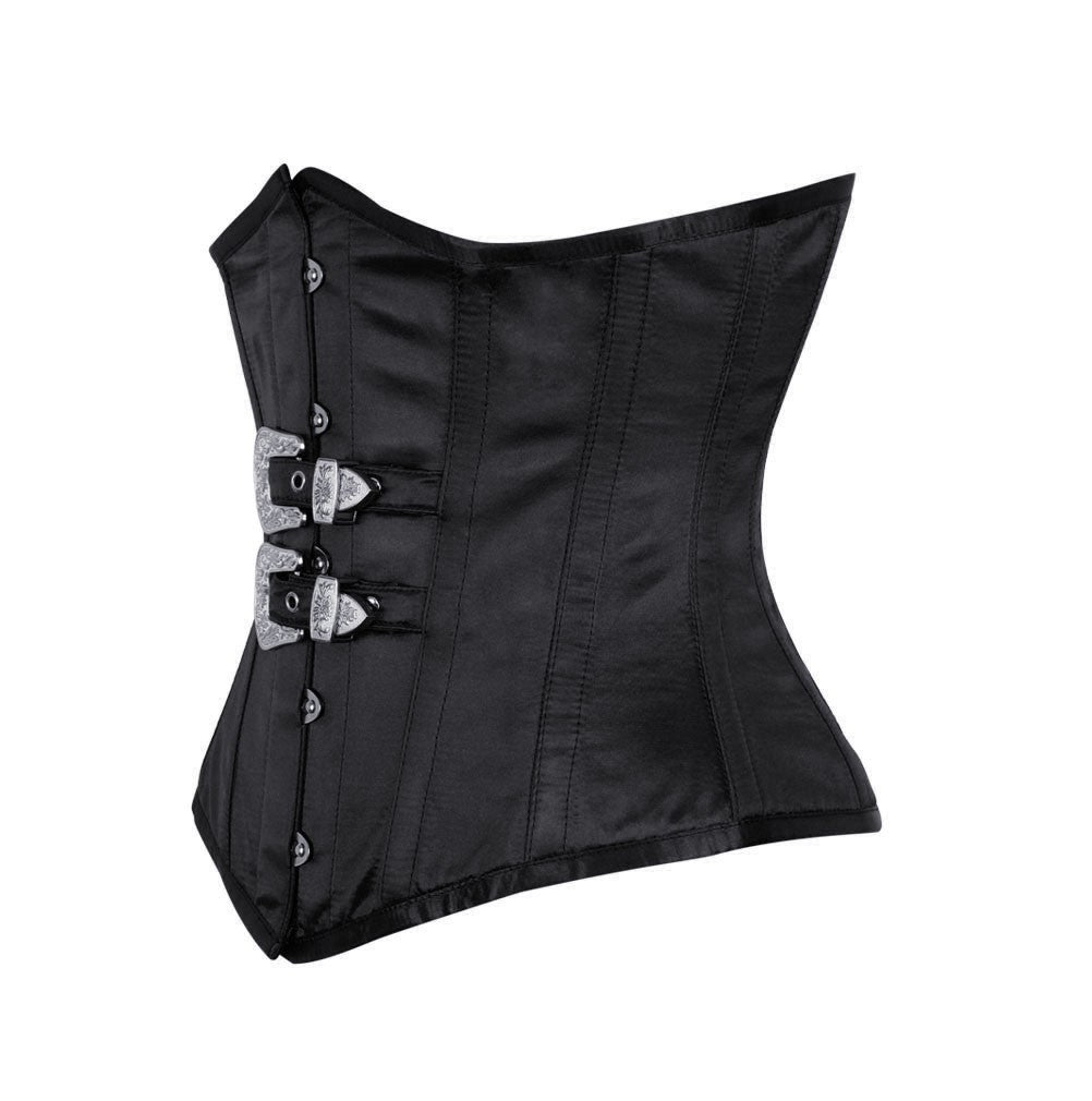 Black Satin Waist Reducing Underbust Corset
