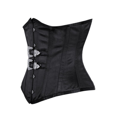 Black Satin Waist Reducing Underbust Corset