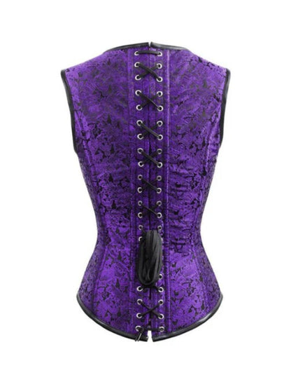 Elegant Purple Brocade Overbust Corset