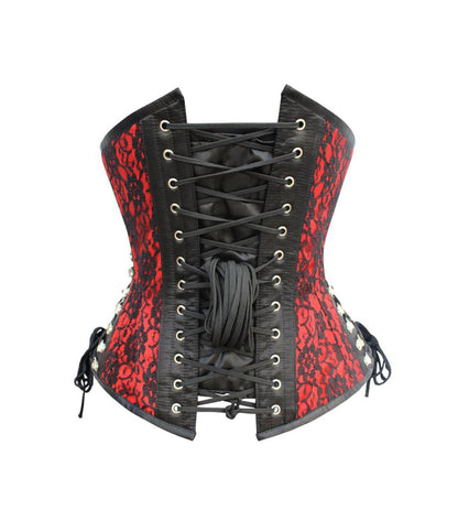 Black/Red Brocade Waist Reducing Underbust Corset