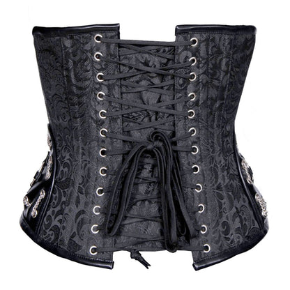 Black Brocade Waist Reducing  Underbust Corset