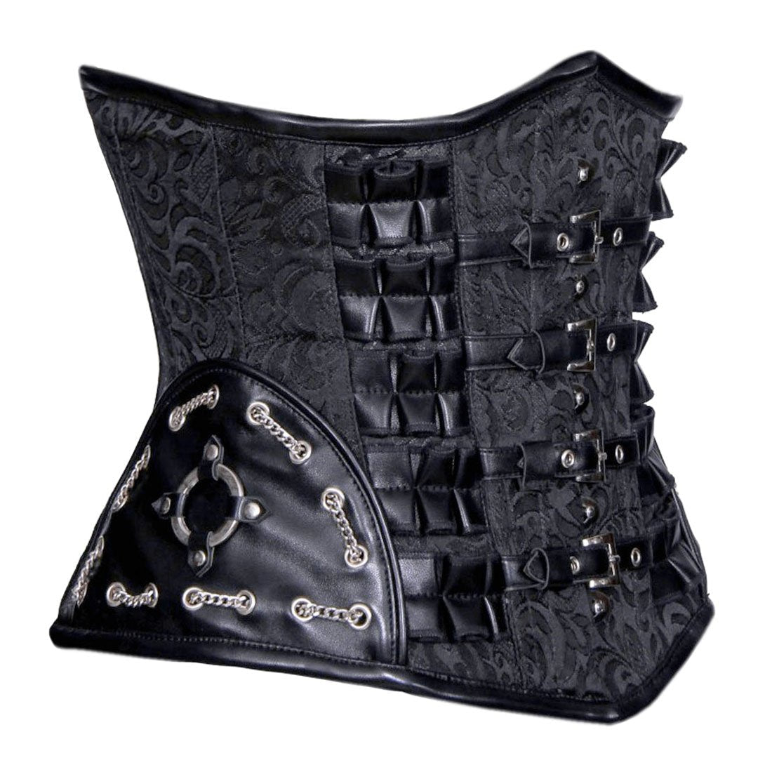 Black Brocade Waist Reducing  Underbust Corset