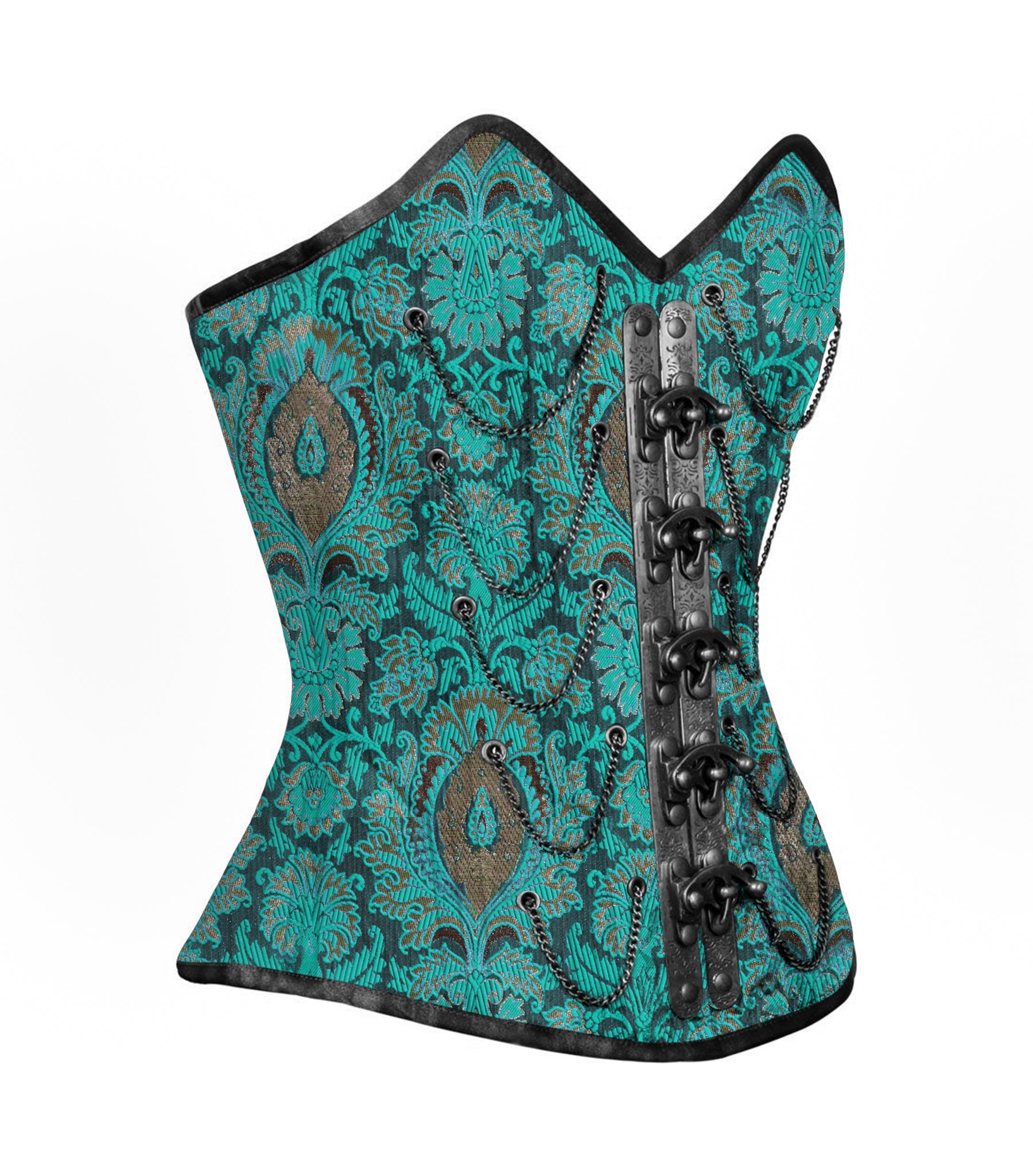 Brocade Authentic Steel Boned Steampunk Waist Training Overbust Corset