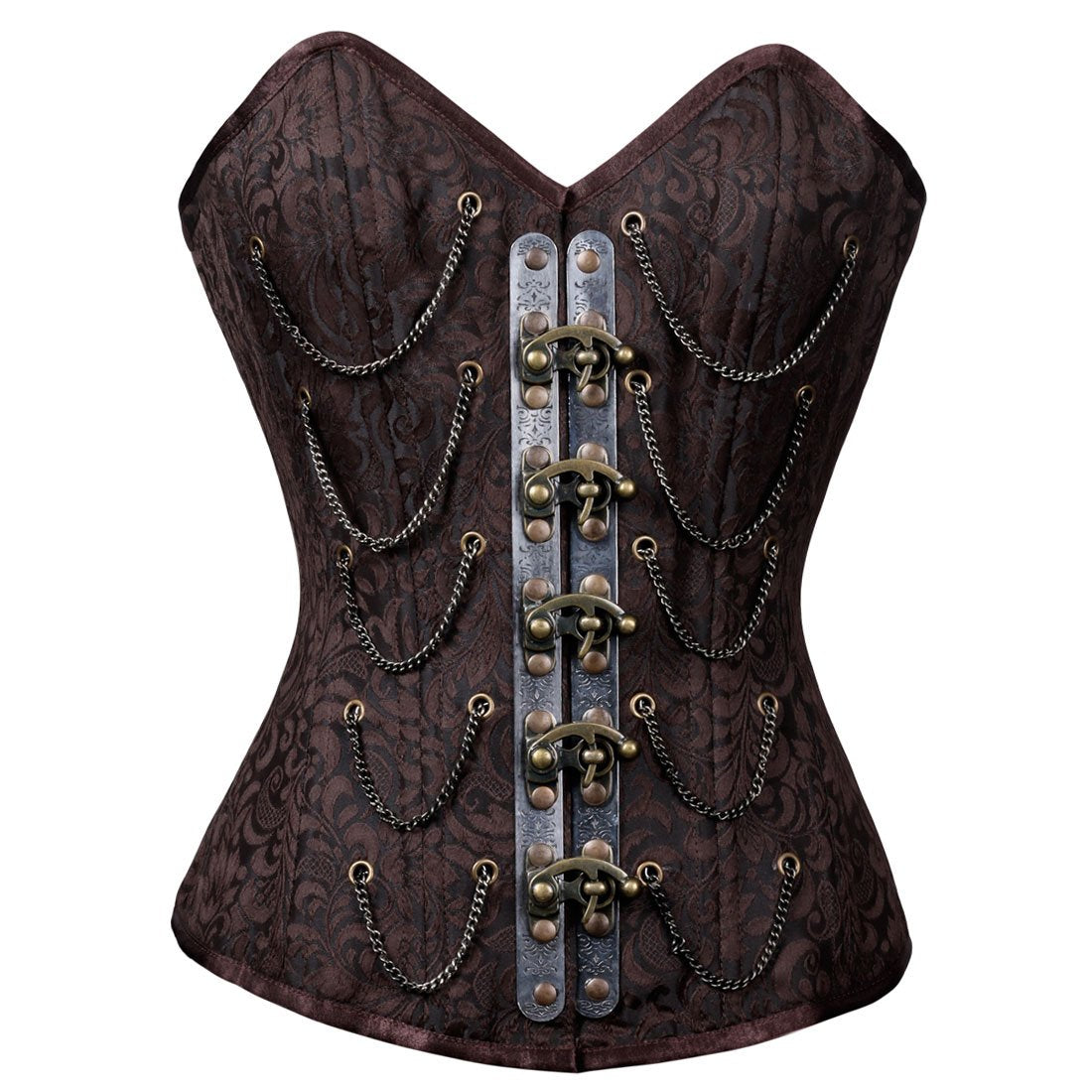 Brocade Authentic Steel Boned Steampunk Waist Training Overbust Corset