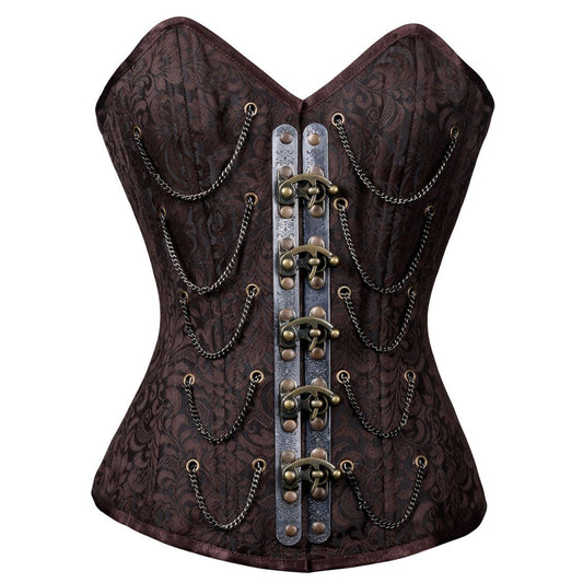 Brocade Authentic Steel Boned Steampunk Waist Training Overbust Corset