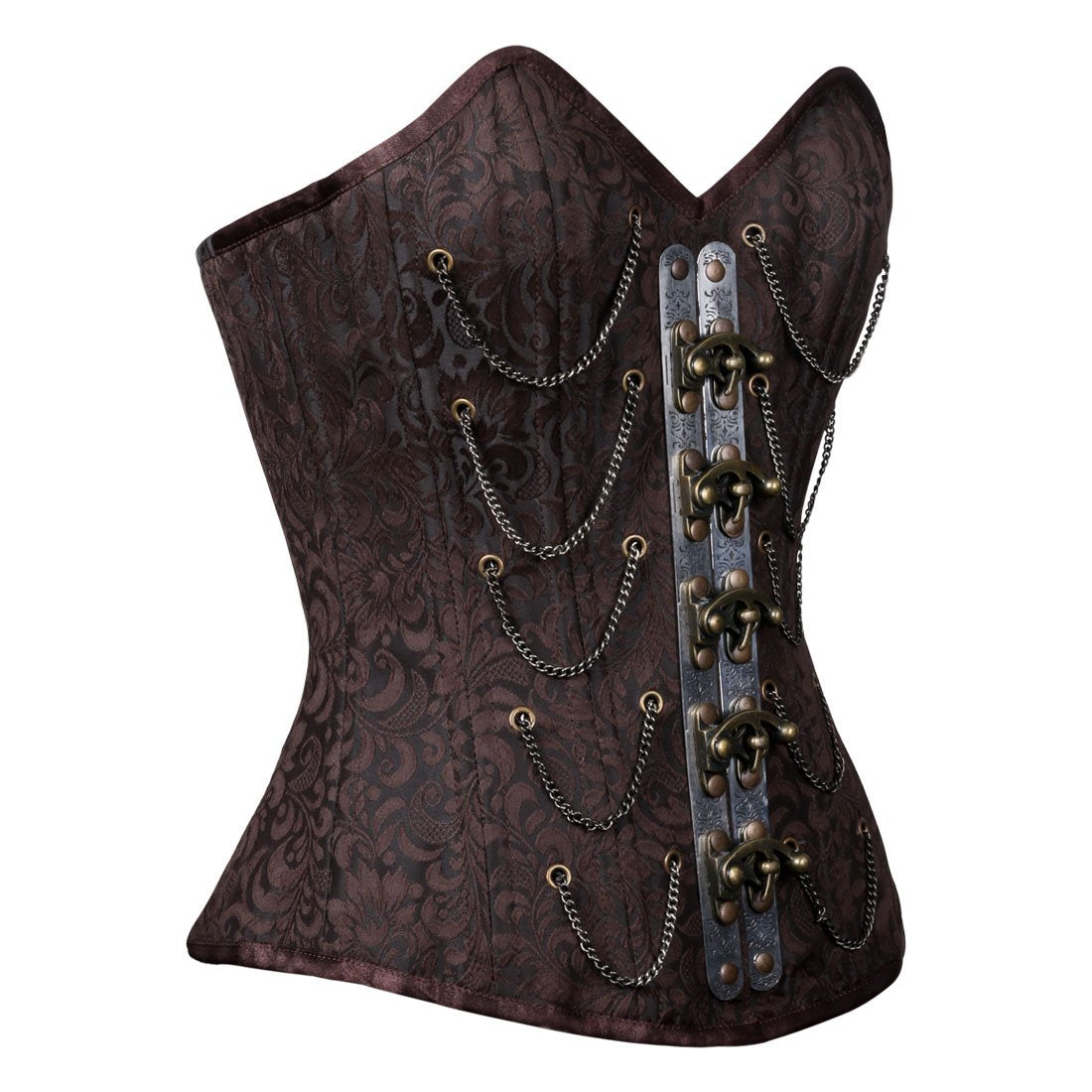 Brocade Authentic Steel Boned Steampunk Waist Training Overbust Corset