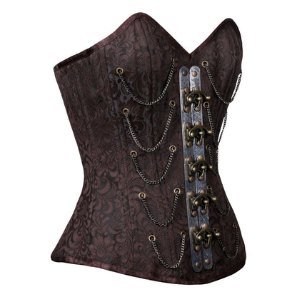 Brocade Authentic Steel Boned Steampunk Waist Training Overbust Corset