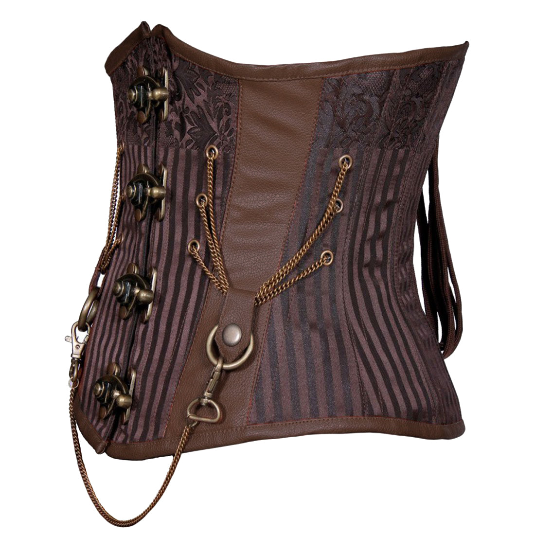 Brown Brocade Waist Reducing  Underbust Corset