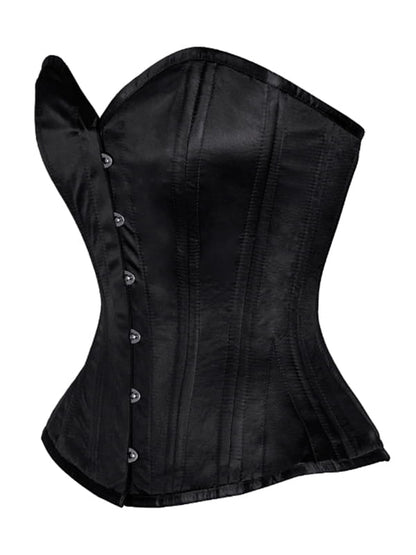 Black Satin Authentic Steel Boned Waist Training Overbust Corset