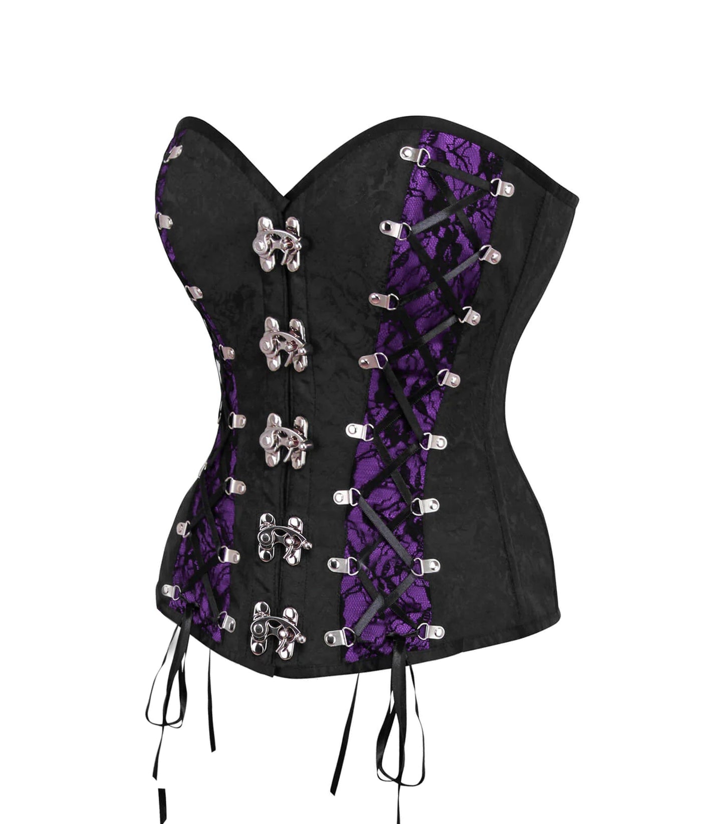 Black Brocade Authentic Steel Boned  Overbust Corset