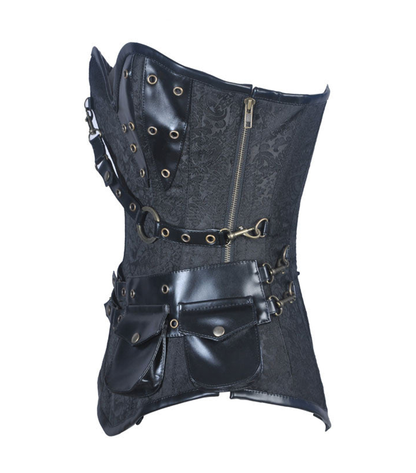 Black Brocade Overbust Corset