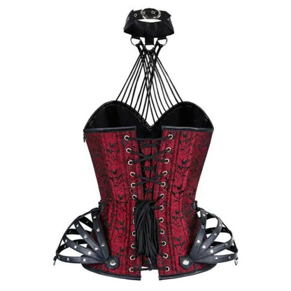 Red Brocade Authentic Steel Boned  Overbust Corset