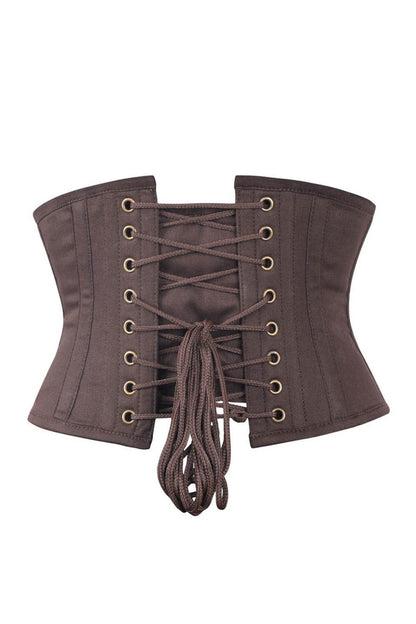 Short Coffee Cotton Underbust Corset