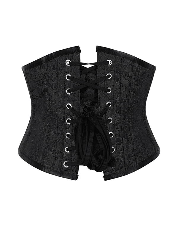 Black Brocade Waist Reducing Underbust Corset