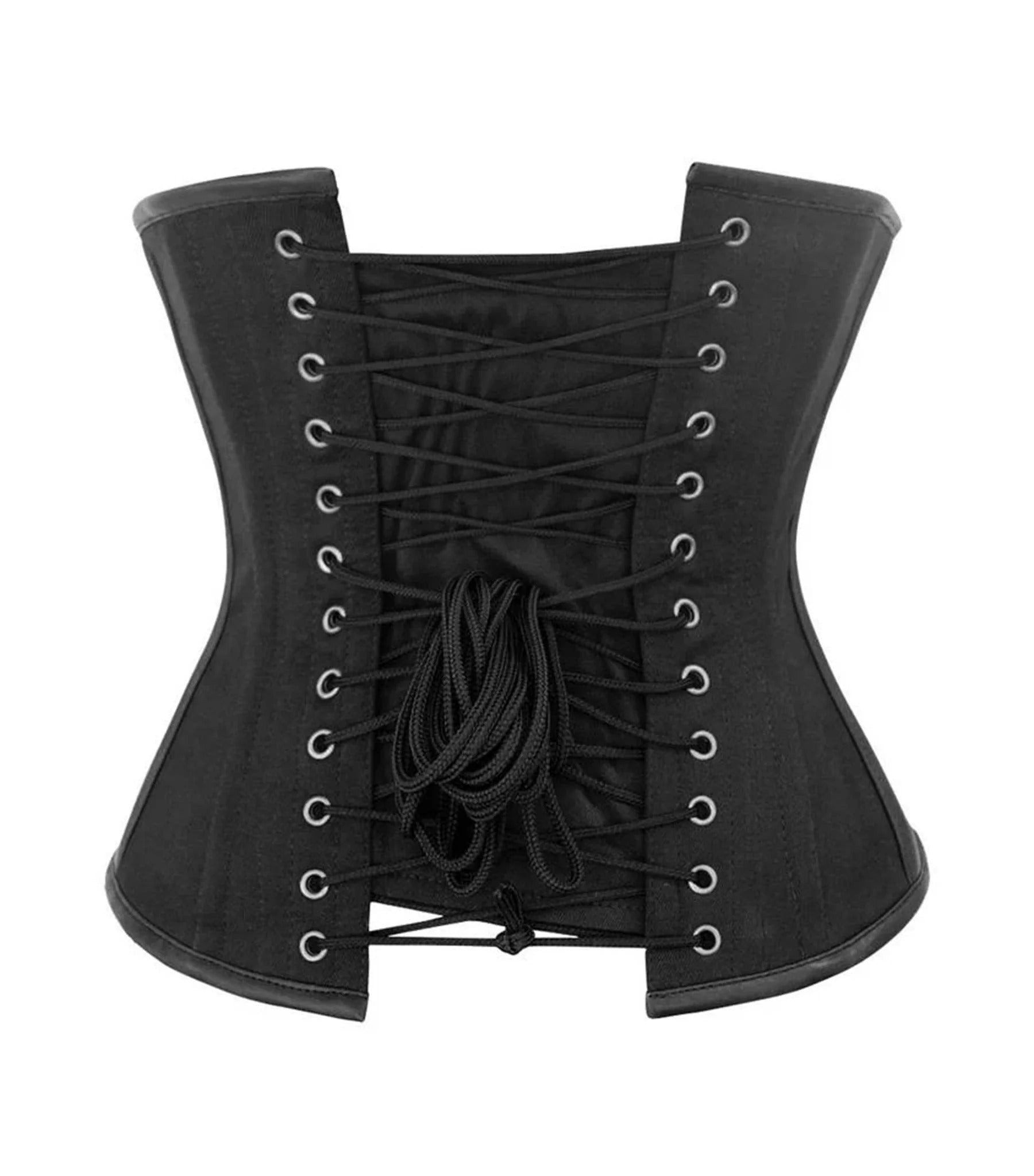 Cotton & Faux Leather Underbust Corset