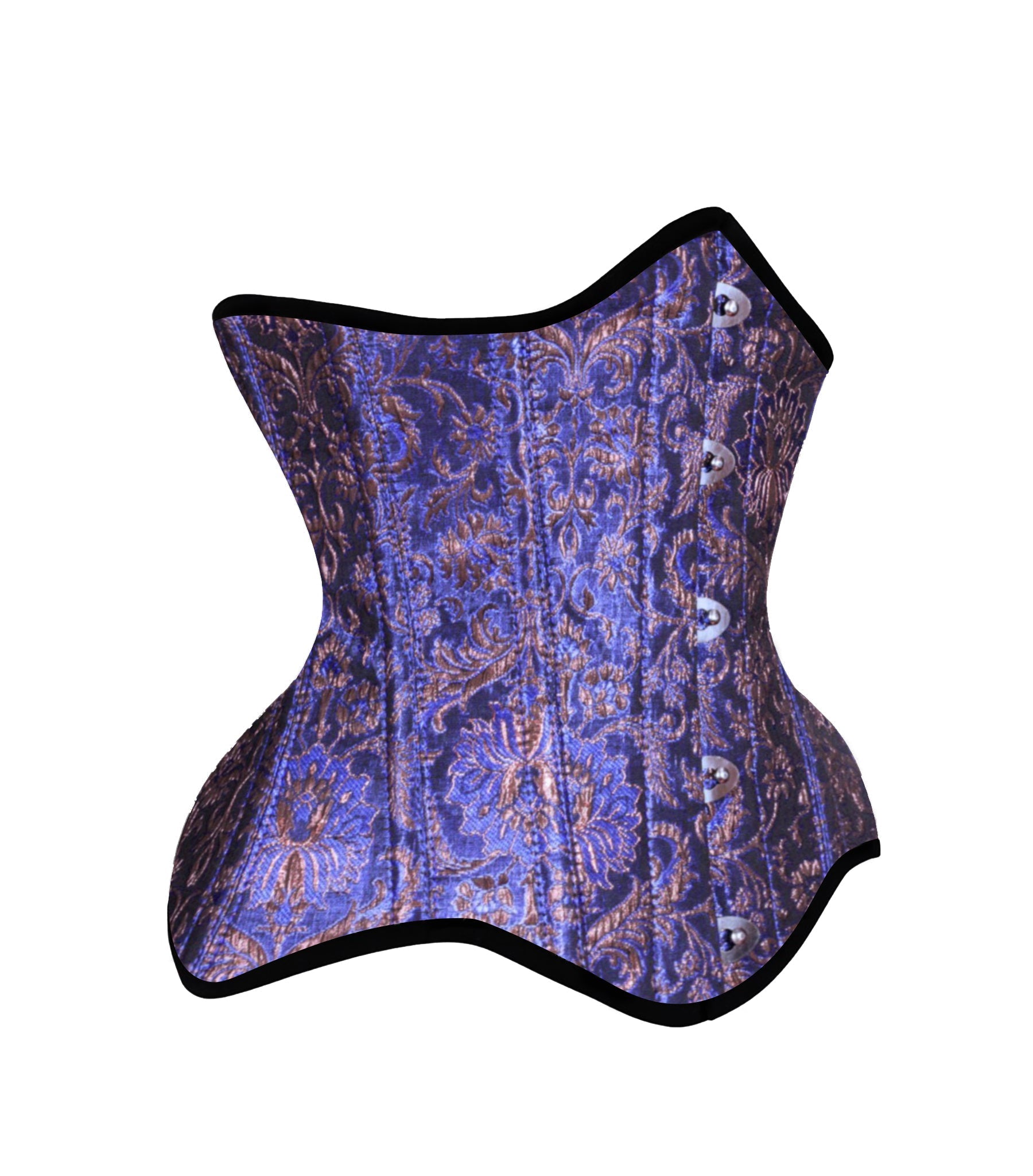Blue jacquard Steel-Boned Waist Underbust Corset