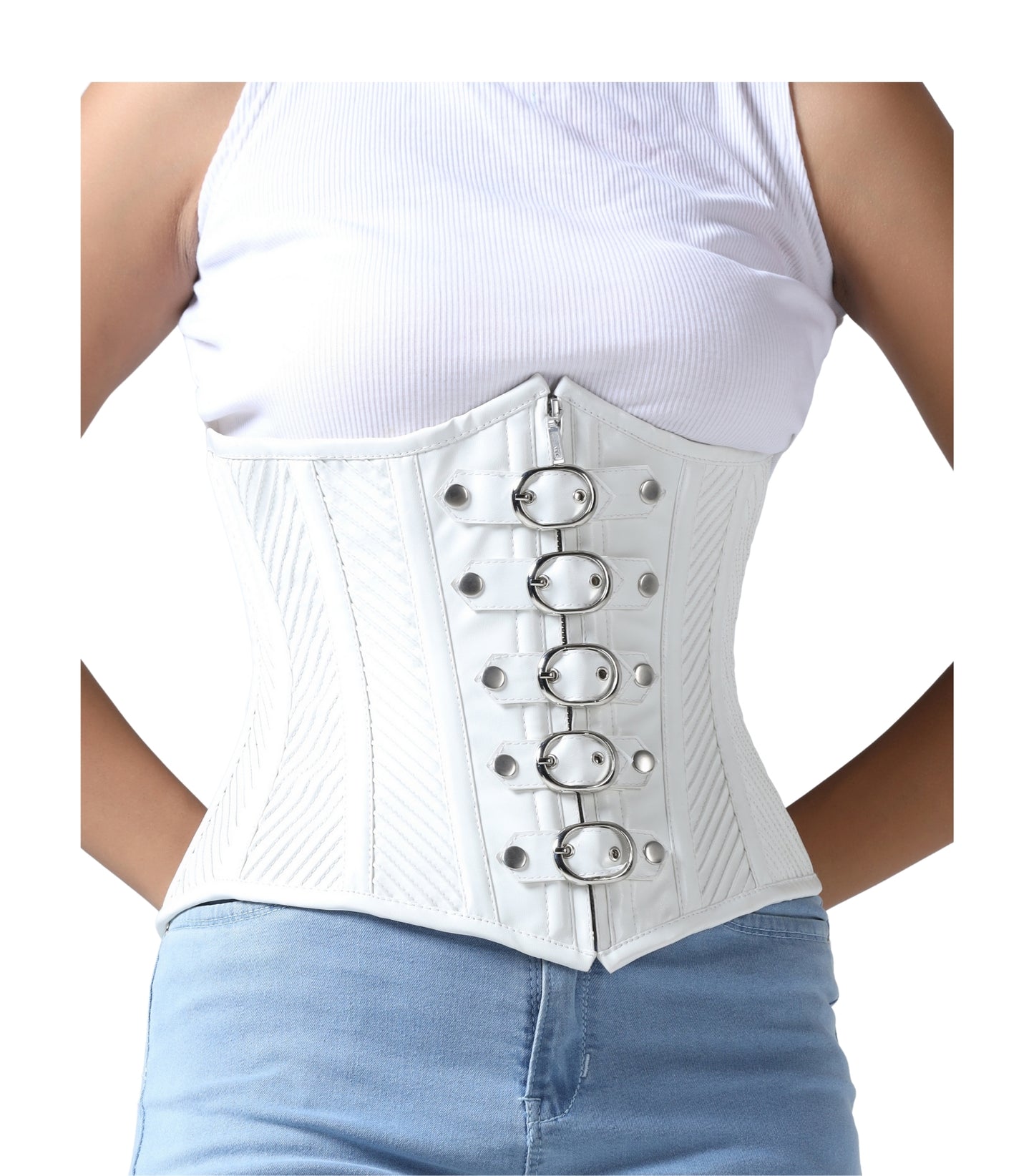 White Pvc Waist Reducing Wholesale Underbust Corset