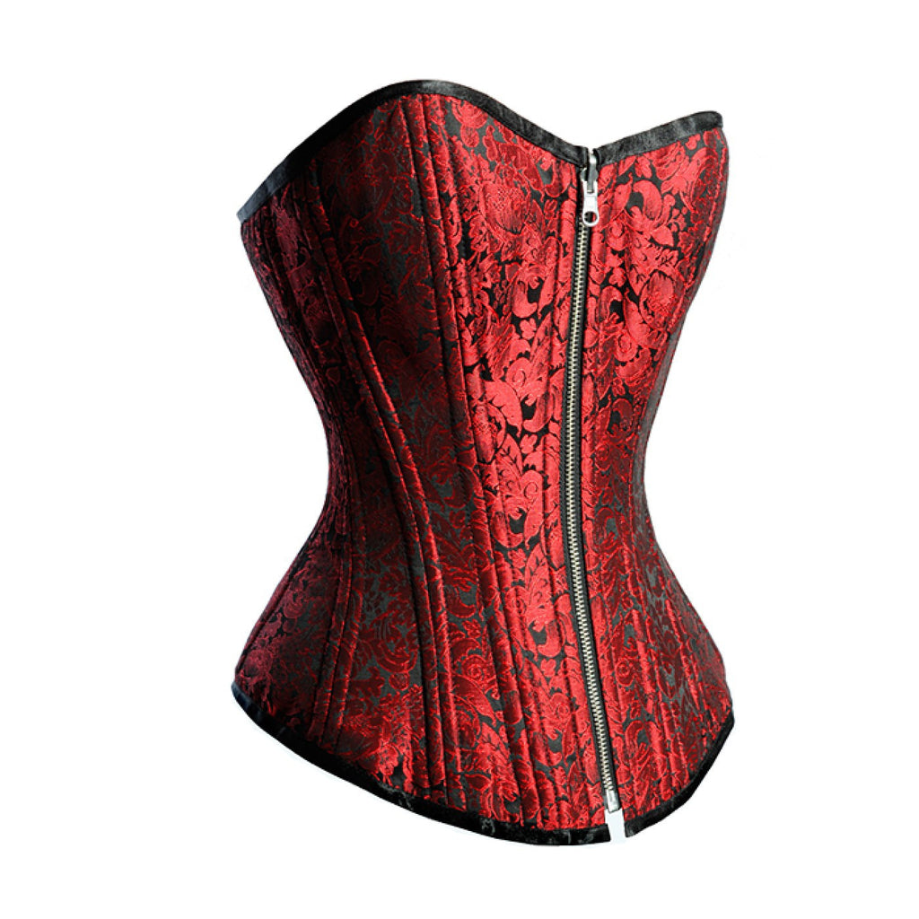 Dual-Tone White & Red Reversible Overbust Corset