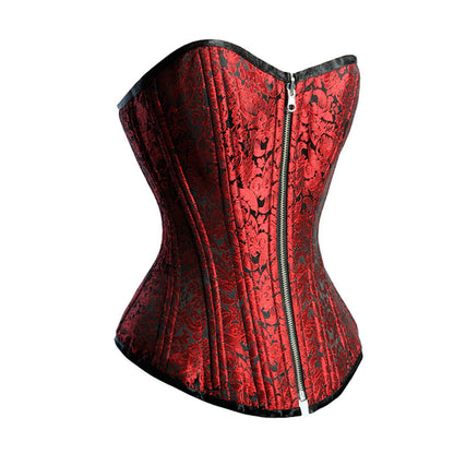 Dual-Tone White & Red Reversible Overbust Corset