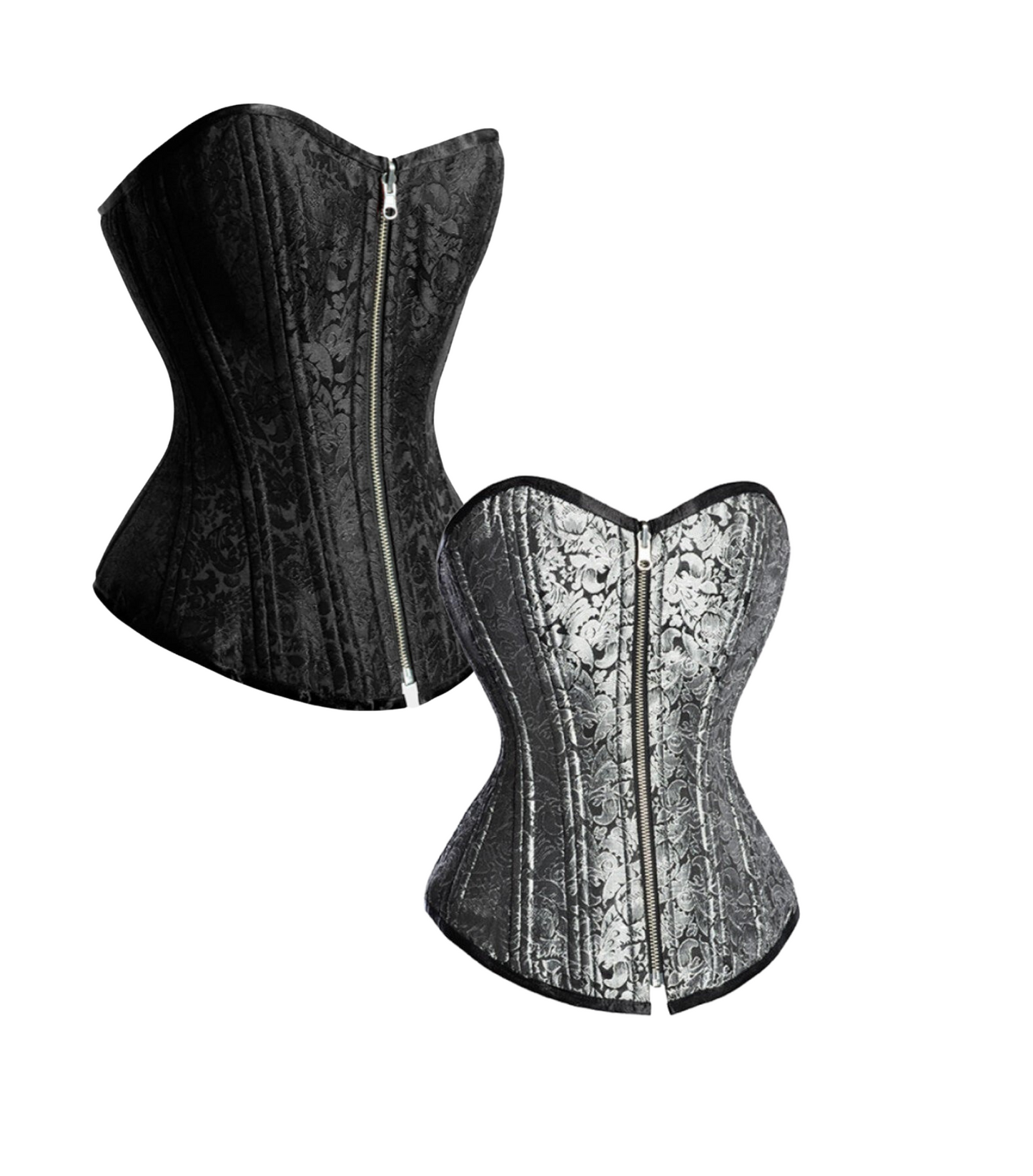 Dual-Tone Black & Silver Reversible Overbust Corset