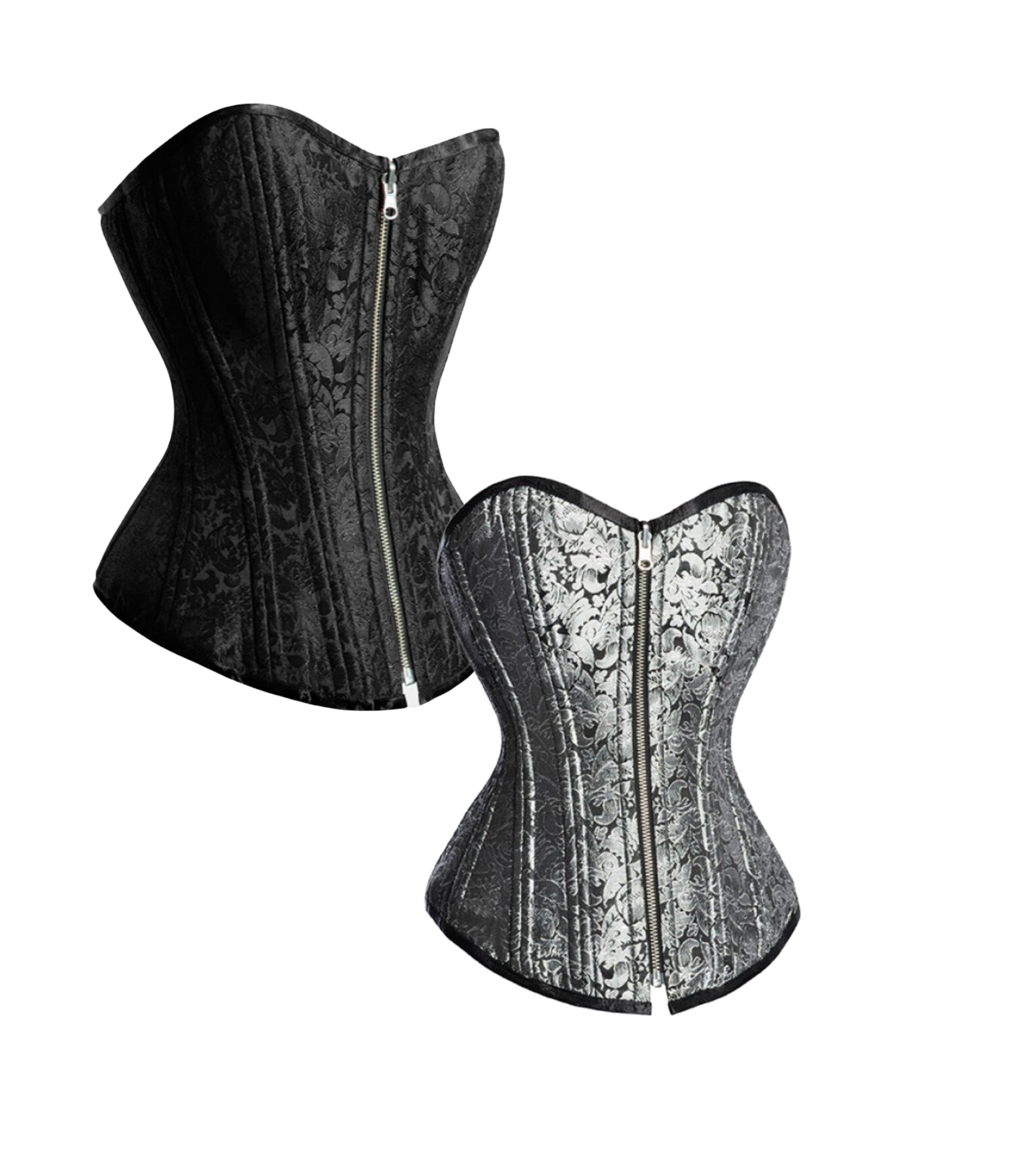 Dual-Tone Black & Silver Reversible Overbust Corset