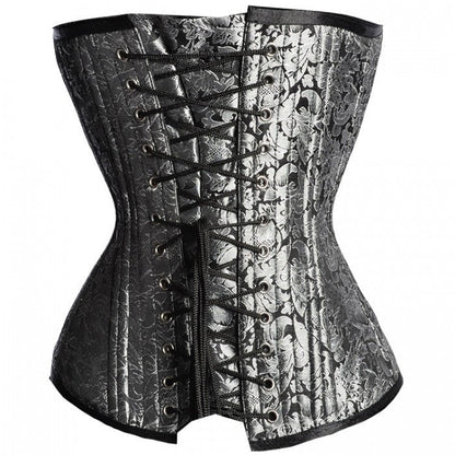 Dual-Tone Black & Silver Reversible Overbust Corset