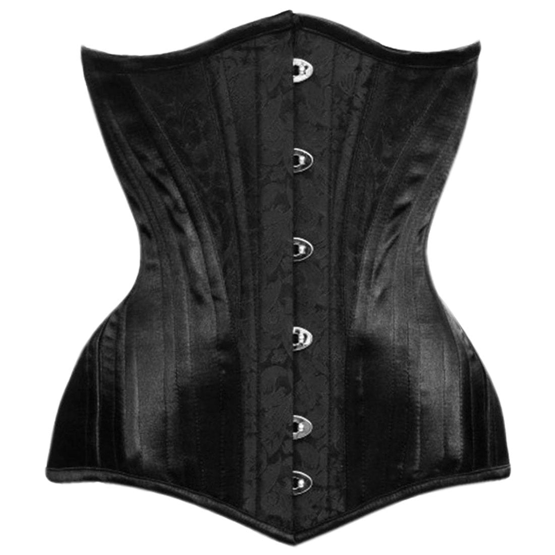 Black Brocade Authentic Steel Boned Underbust Waist Training Corset