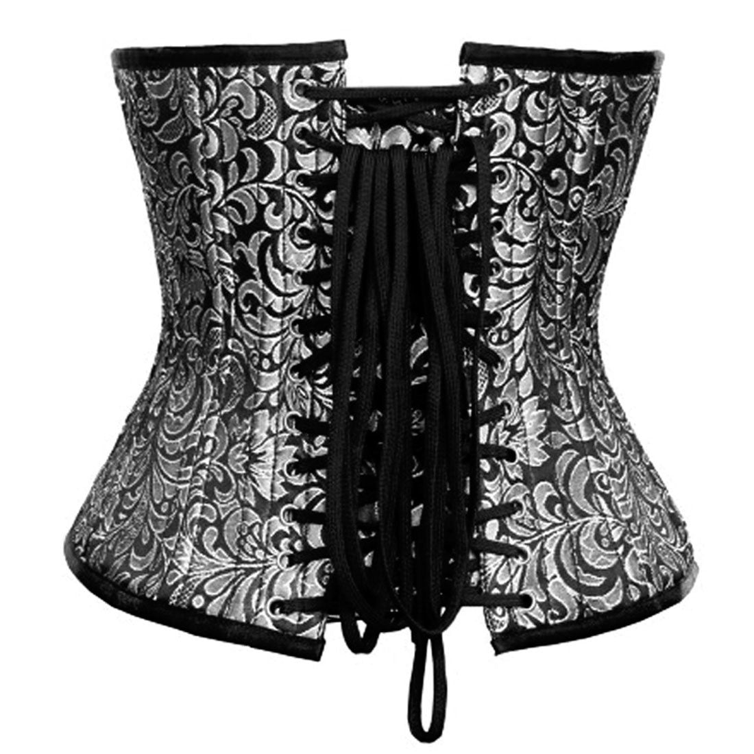 Silver Brocade Waist Training Underbust Corset