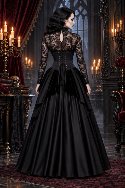 Black Satin Waist Reducing Underbust Corset