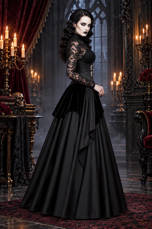 Black Satin Waist Reducing Underbust Corset