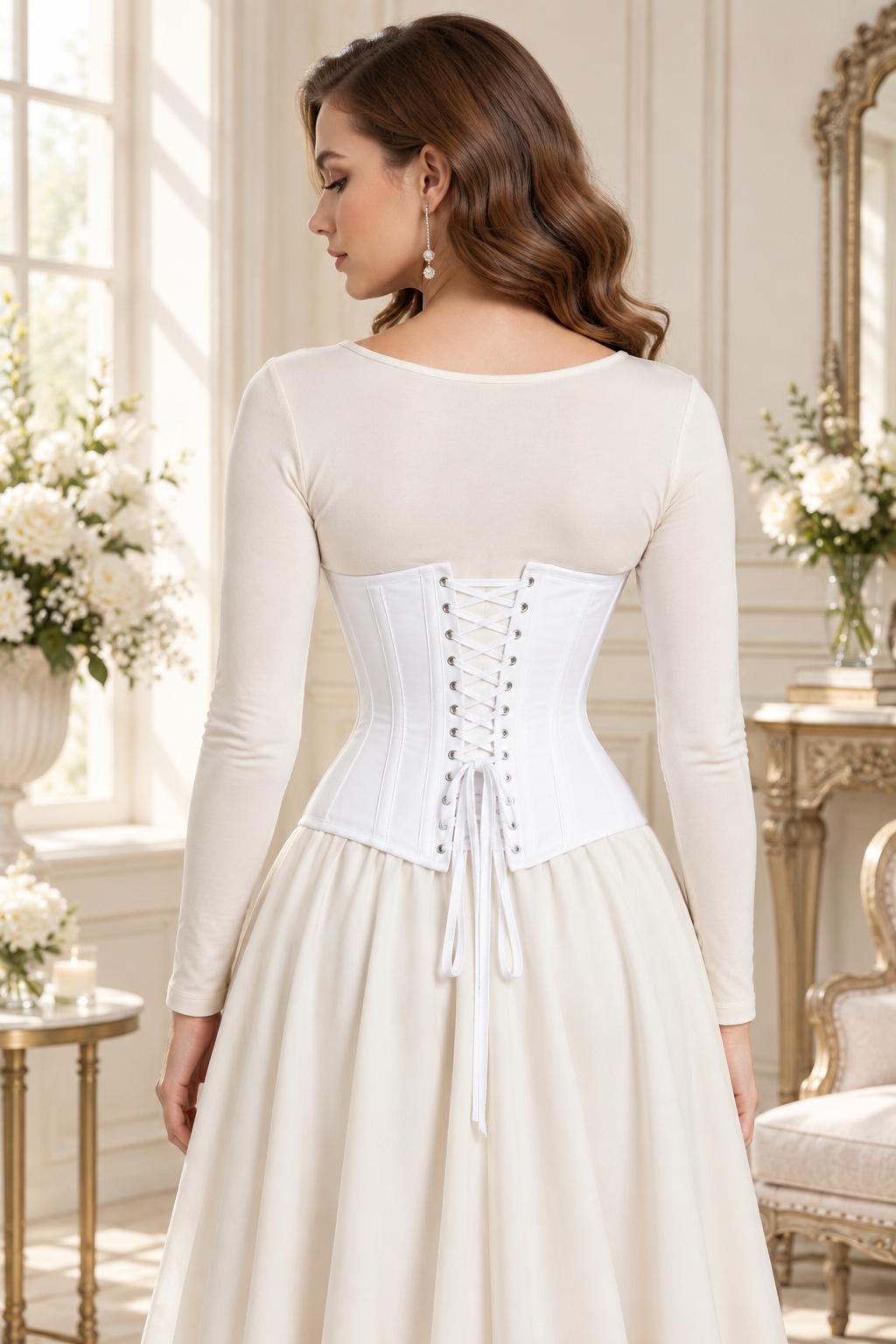 White Waist Reducing Underbust Corset