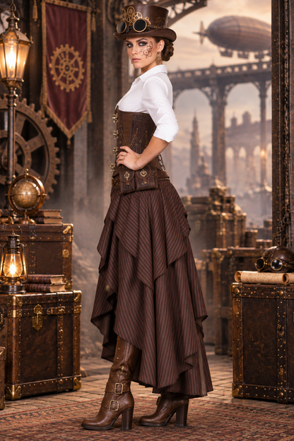 Brown Brocade Waist Reducing  Underbust Corset
